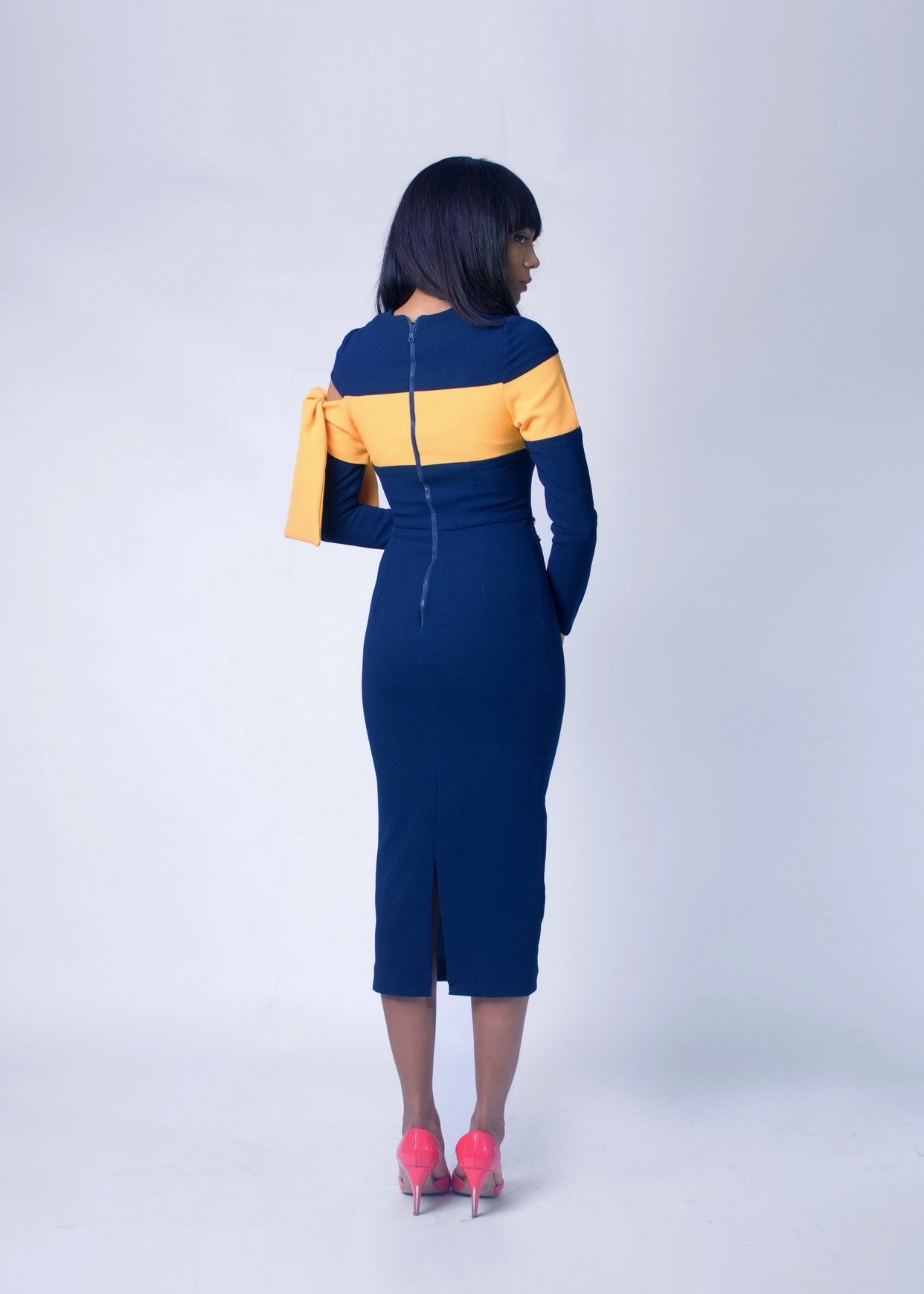 PREORDER Bimbo Dress Navy And Mustard