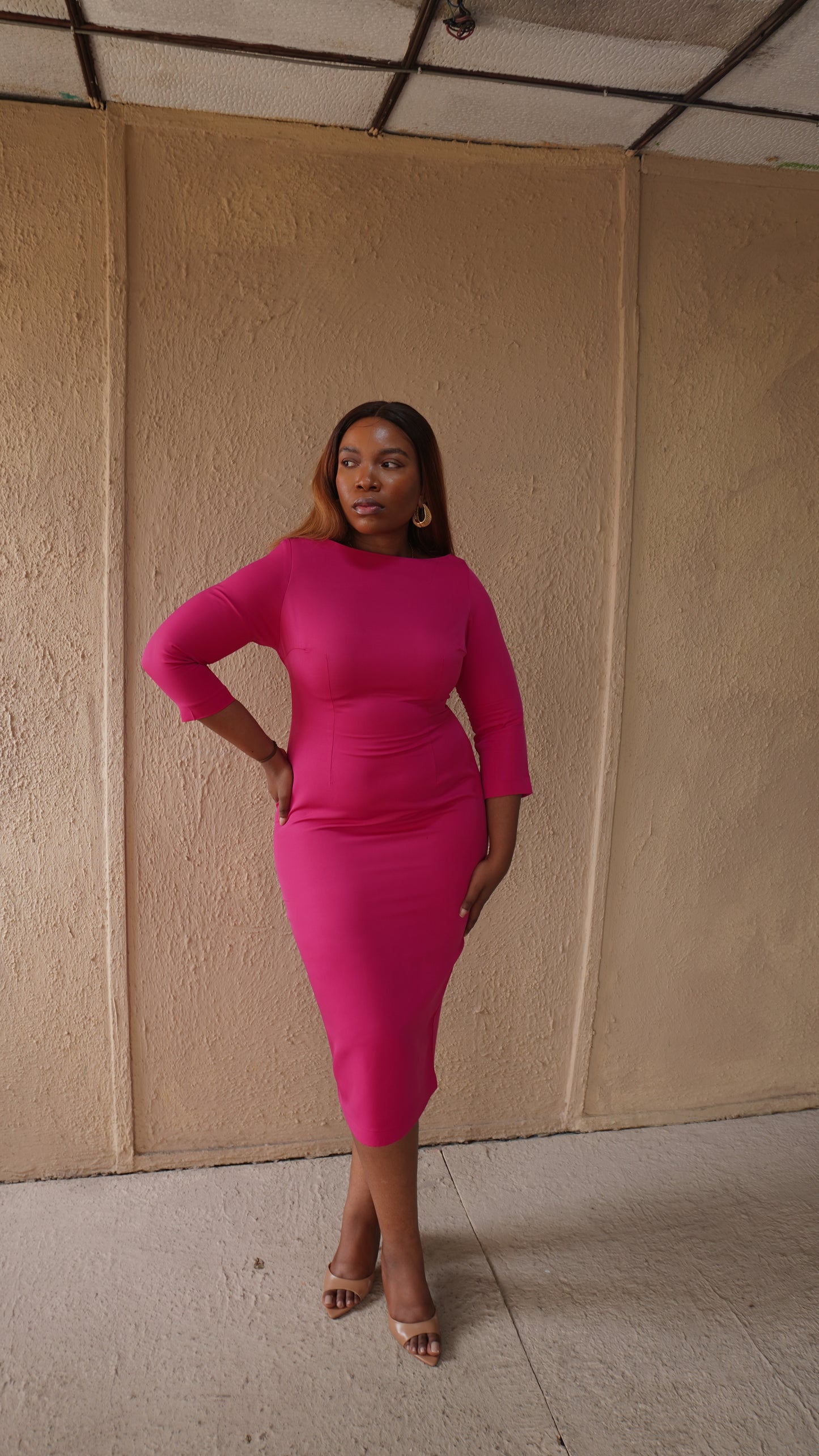 Essential Midi Dress Pink