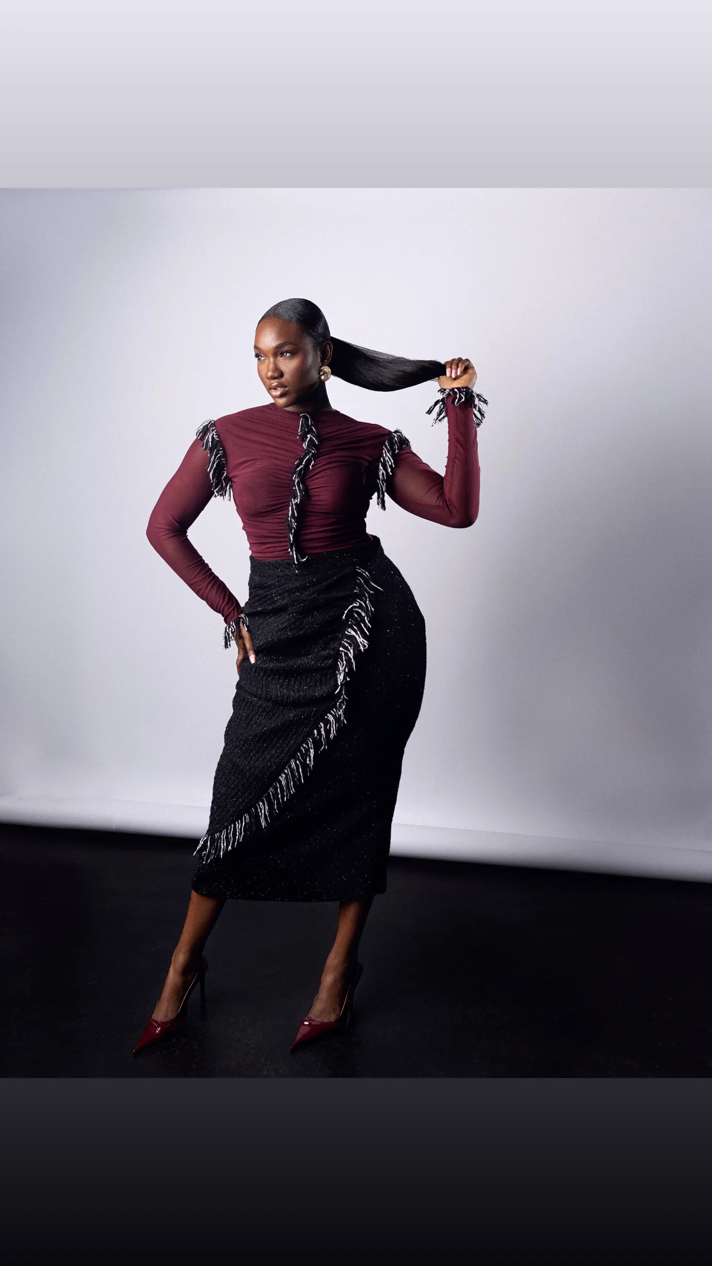 Morin Mesh Top Burgundy