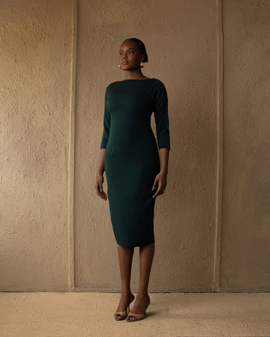 Essential Midi Dress Emerald Green