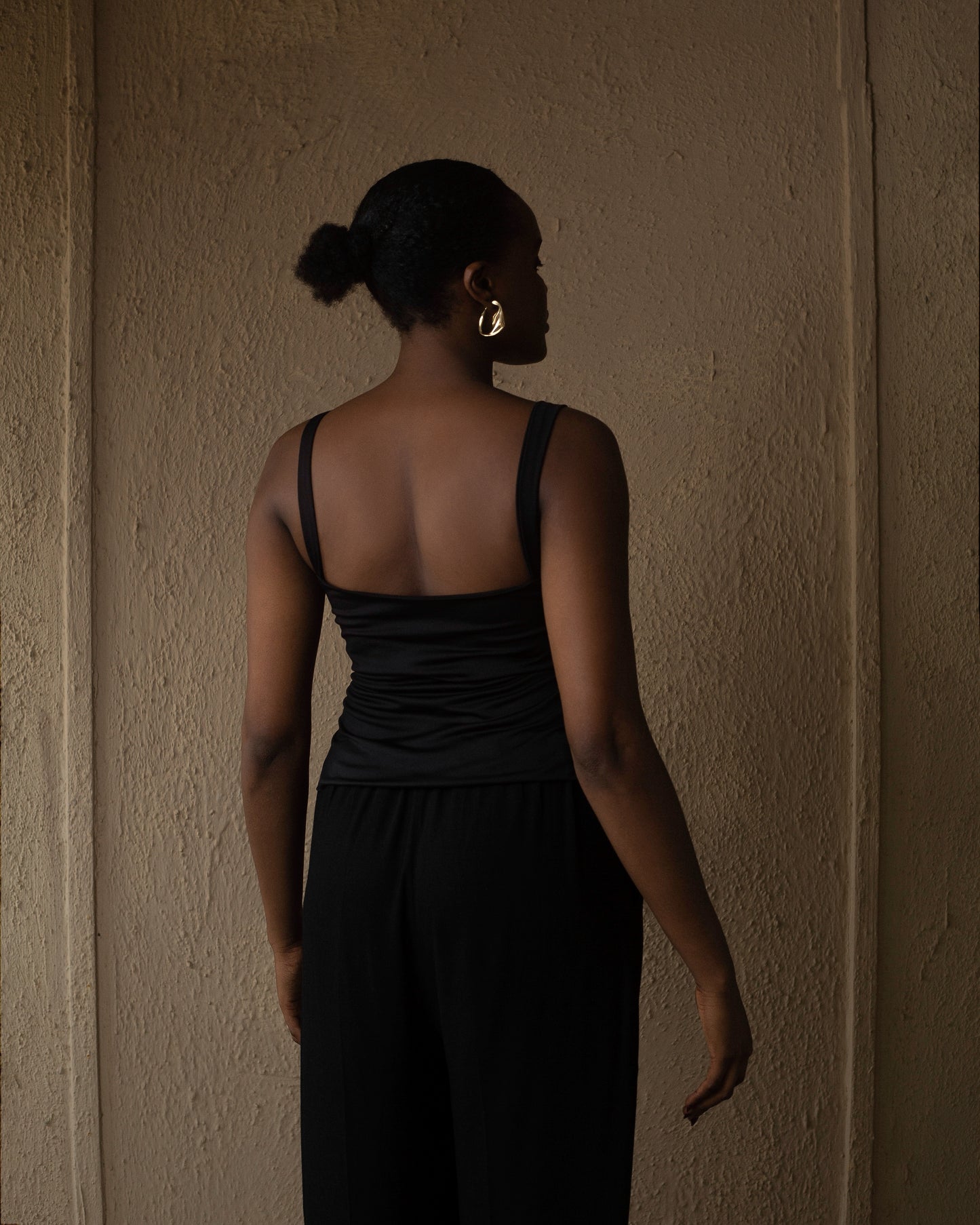 Gold detail Tank Top Black