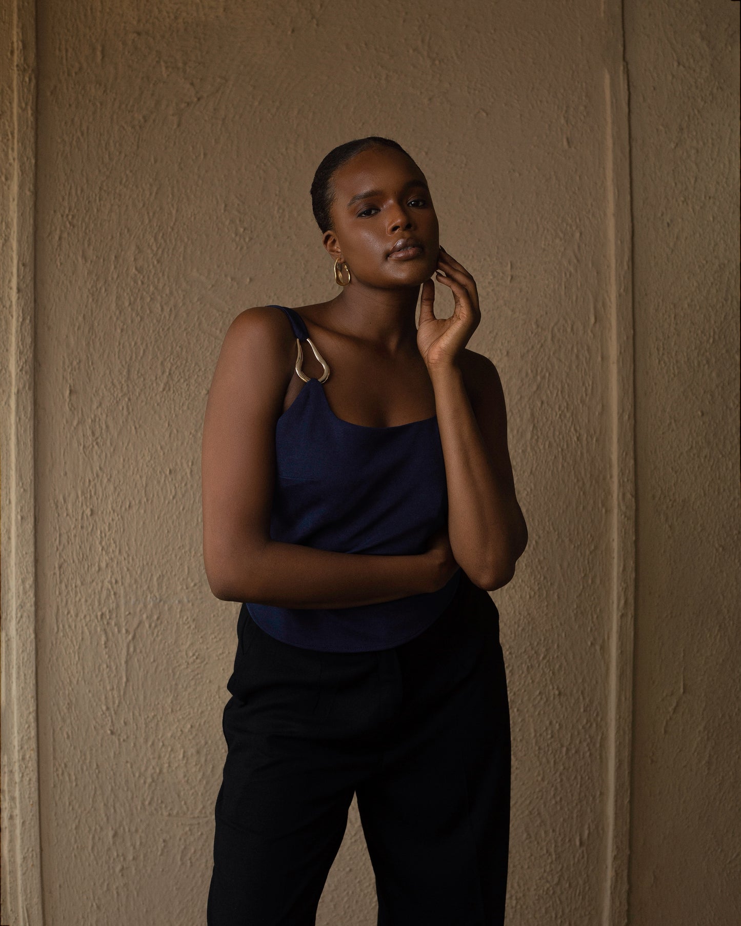 Gold detail Tank Top Navy Blue