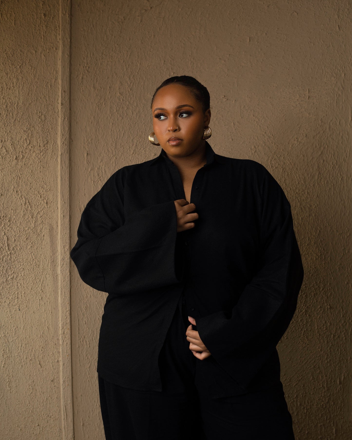 Boxy shirt linen off Black