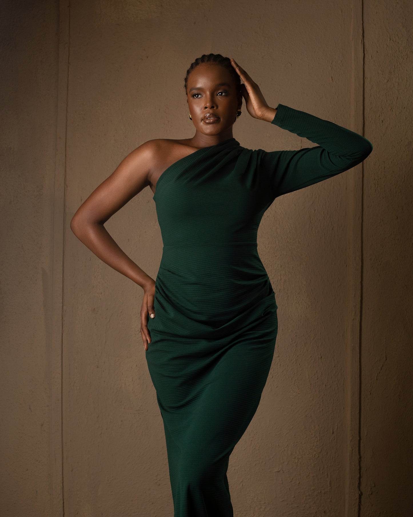 Mono-strap Maxi dress Emerald