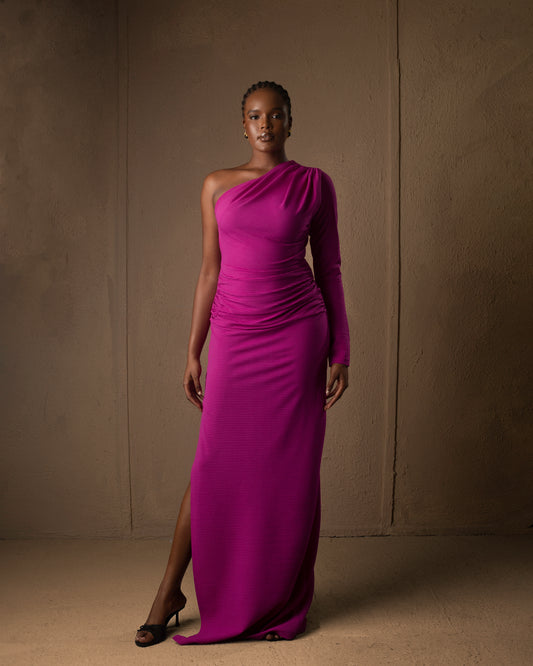 Mono-strap Maxi dress Magenta
