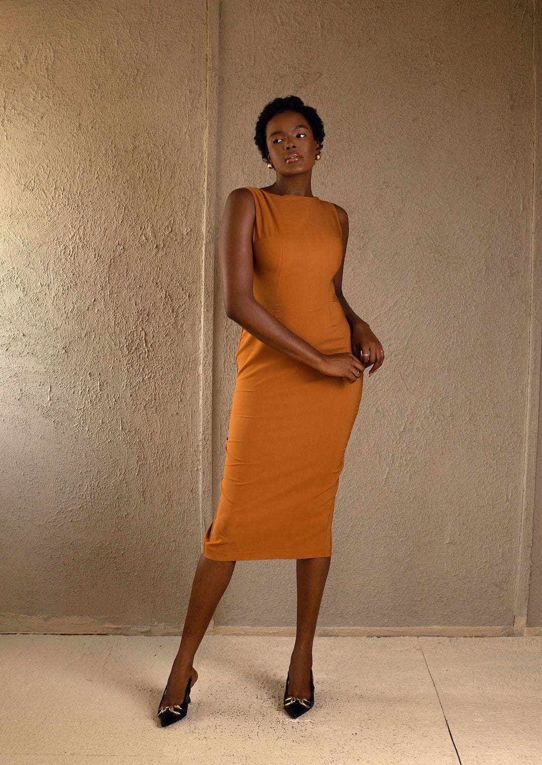 Essential Midi Dress Burnt Orange
