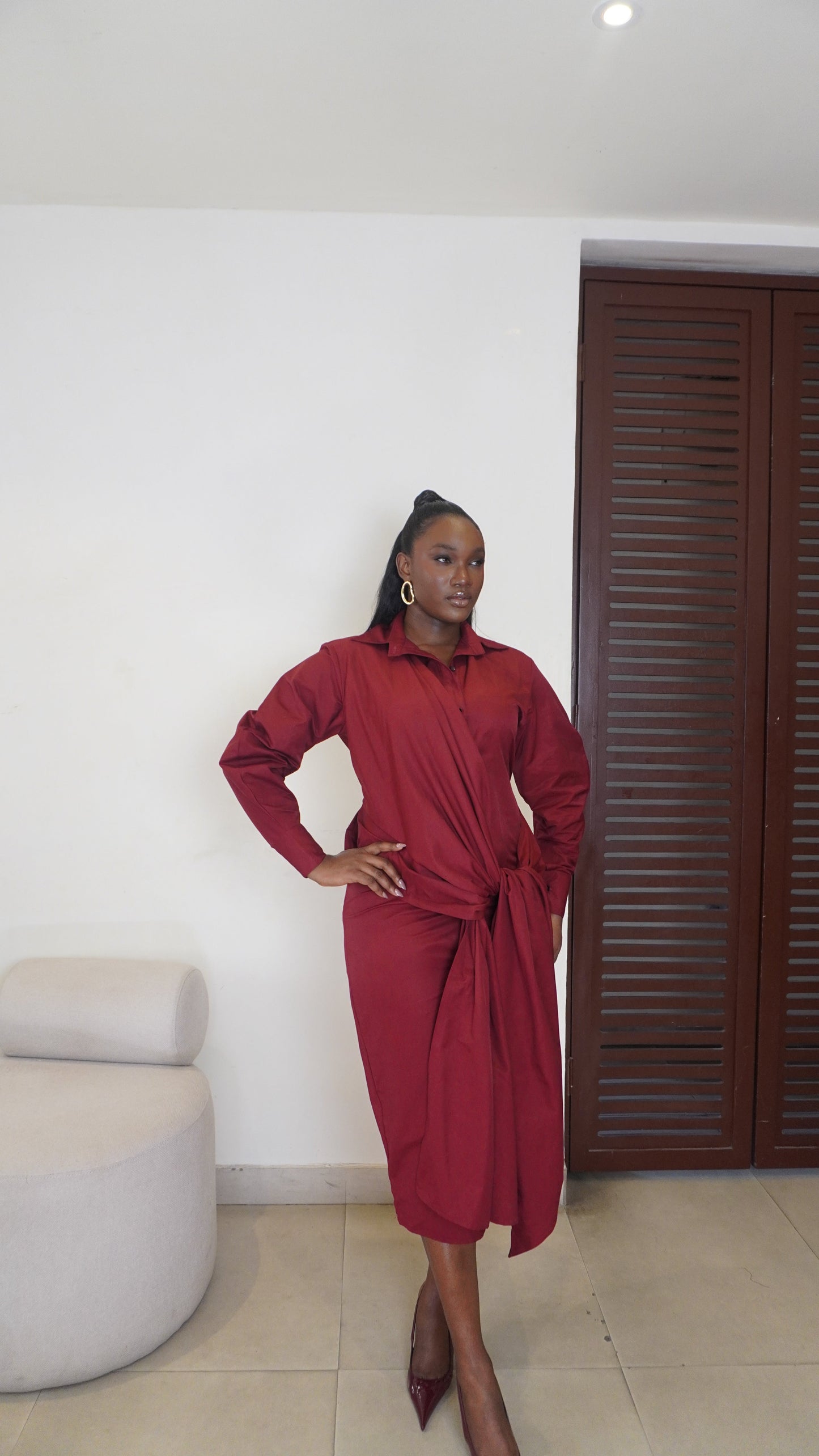 Fatou Shirt Dress Burgundy